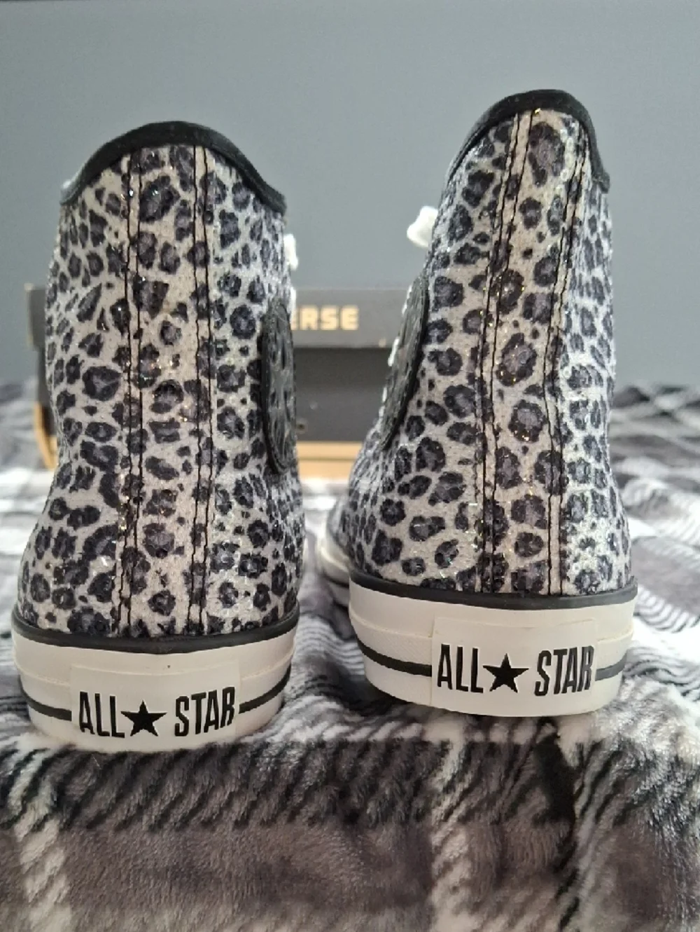 Vintage Converse High Top Squin Sneakers Snow Leopard Print,and Matching Tumbler - Picture 13 of 17